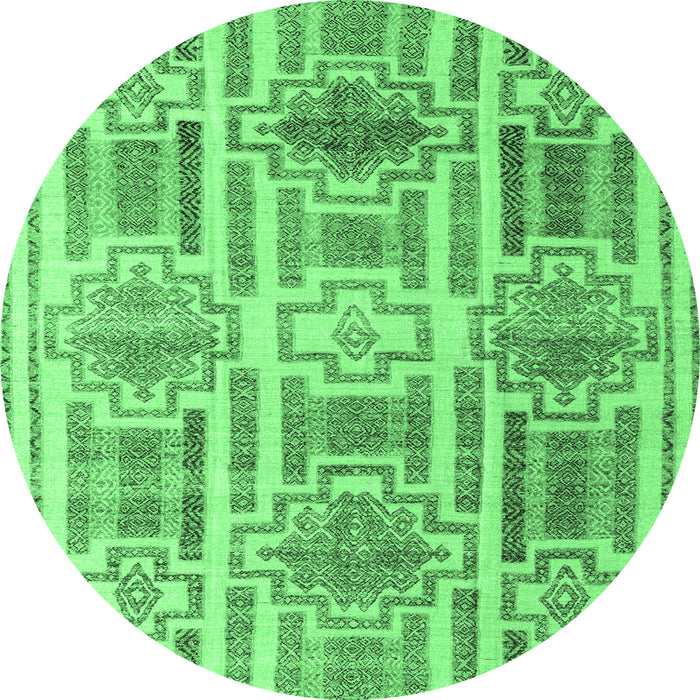 Round Abstract Emerald Green Modern Rug, abs4759emgrn