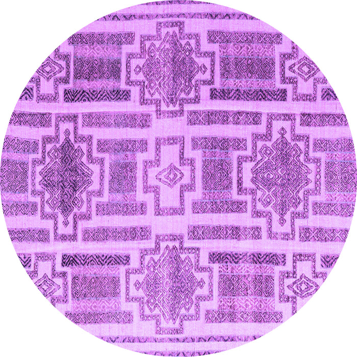 Round Machine Washable Abstract Purple Modern Area Rugs, wshabs4759pur