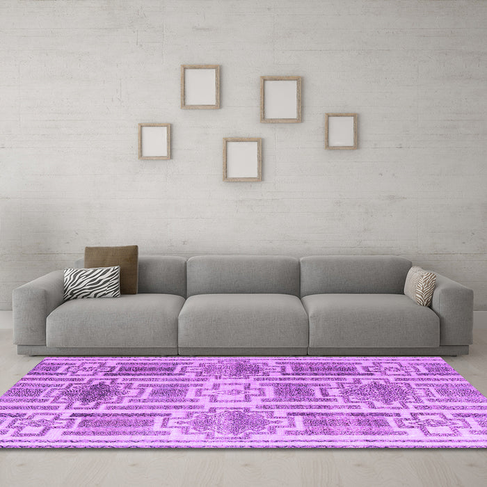 Machine Washable Abstract Purple Modern Area Rugs in a Living Room, wshabs4759pur