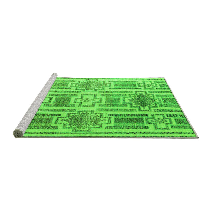 Sideview of Machine Washable Abstract Green Modern Area Rugs, wshabs4759grn