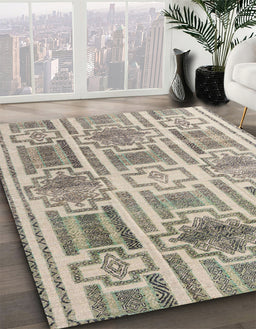 Abstract Khaki Green Modern Rug in Family Room, abs4759