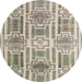 Round Machine Washable Abstract Khaki Green Rug, wshabs4759