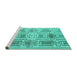 Sideview of Machine Washable Abstract Turquoise Modern Area Rugs, wshabs4759turq