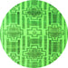 Round Abstract Green Modern Rug, abs4759grn