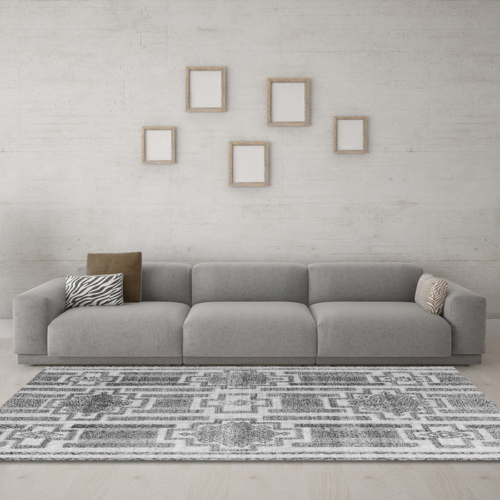 Machine Washable Abstract Gray Modern Rug in a Living Room,, wshabs4759gry