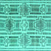 Square Abstract Turquoise Modern Rug, abs4759turq