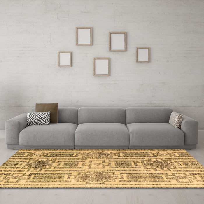 Machine Washable Abstract Brown Modern Rug in a Living Room,, wshabs4759brn