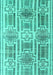 Machine Washable Abstract Turquoise Modern Area Rugs, wshabs4759turq