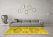 Machine Washable Abstract Yellow Modern Rug in a Living Room, wshabs4759yw