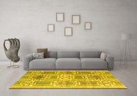 Machine Washable Abstract Yellow Modern Rug, wshabs4759yw