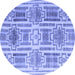 Round Machine Washable Abstract Blue Modern Rug, wshabs4759blu