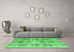 Machine Washable Abstract Emerald Green Modern Area Rugs in a Living Room,, wshabs4759emgrn