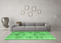 Machine Washable Abstract Emerald Green Modern Rug, wshabs4759emgrn