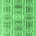 Square Machine Washable Abstract Emerald Green Modern Area Rugs, wshabs4759emgrn