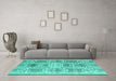 Machine Washable Abstract Turquoise Modern Area Rugs in a Living Room,, wshabs4759turq