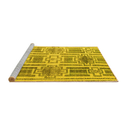 Sideview of Machine Washable Abstract Yellow Modern Rug, wshabs4759yw