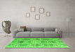 Machine Washable Abstract Green Modern Area Rugs in a Living Room,, wshabs4759grn