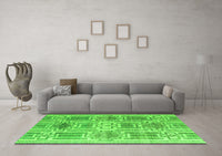 Machine Washable Abstract Green Modern Rug, wshabs4759grn