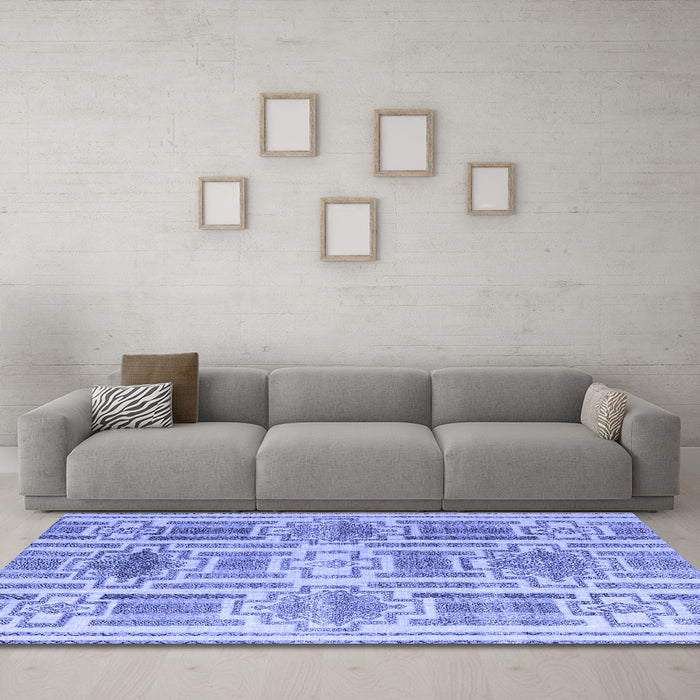 Machine Washable Abstract Blue Modern Rug in a Living Room, wshabs4759blu
