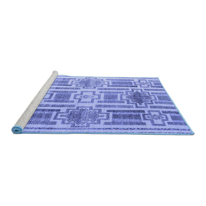 Sideview of Machine Washable Abstract Blue Modern Rug, wshabs4759blu