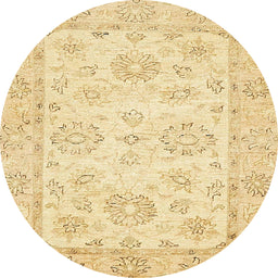 Round Abstract Orange Oriental Rug, abs475