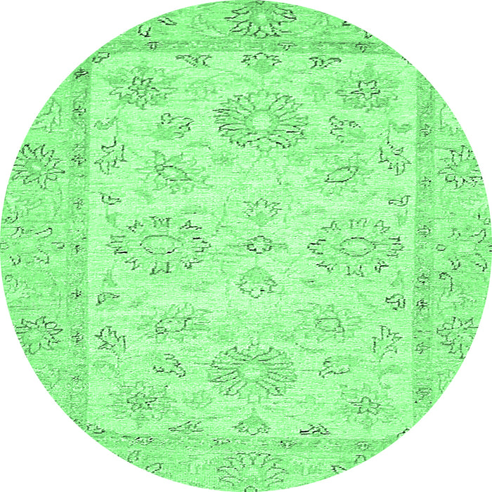 Round Oriental Emerald Green Traditional Rug, abs475emgrn