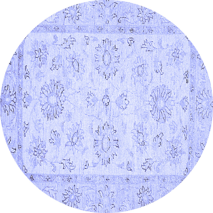 Round Oriental Blue Traditional Rug, abs475blu