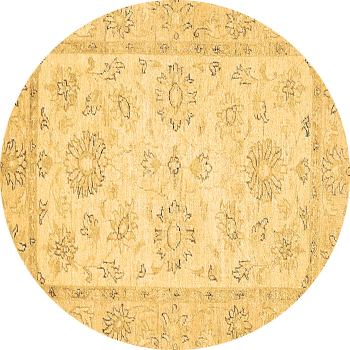 Round Machine Washable Oriental Brown Traditional Rug, wshabs475brn