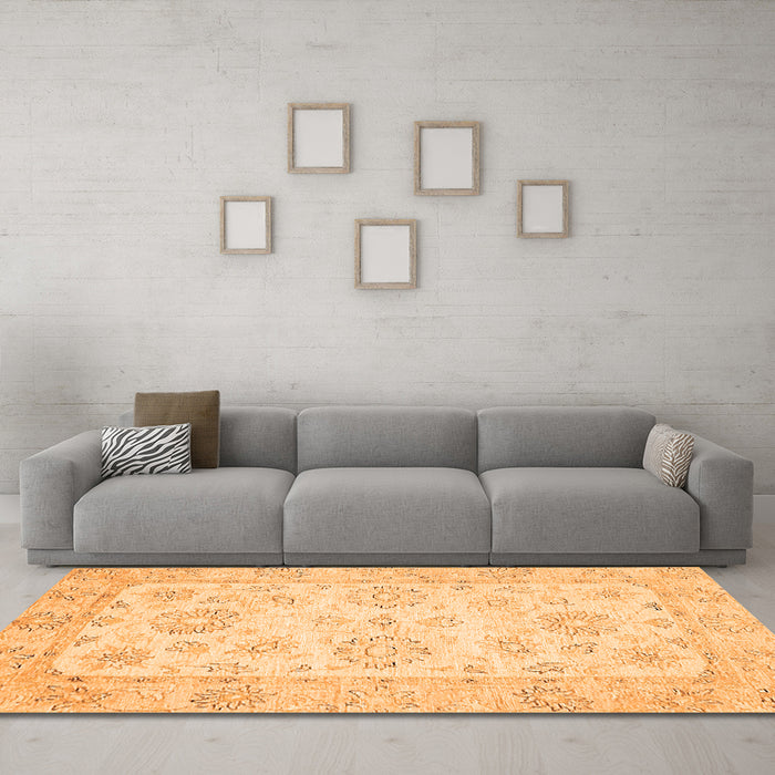 Machine Washable Oriental Orange Traditional Area Rugs in a Living Room, wshabs475org