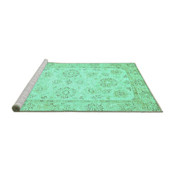 Sideview of Machine Washable Oriental Turquoise Traditional Area Rugs, wshabs475turq