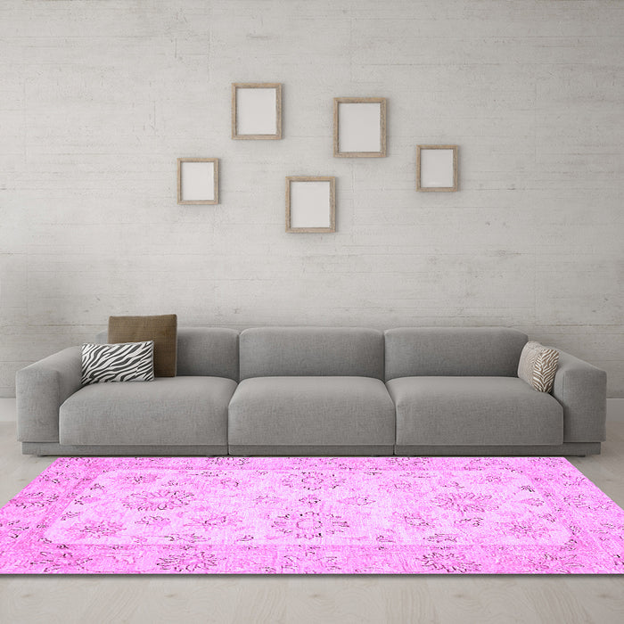 Machine Washable Oriental Purple Traditional Area Rugs in a Living Room, wshabs475pur