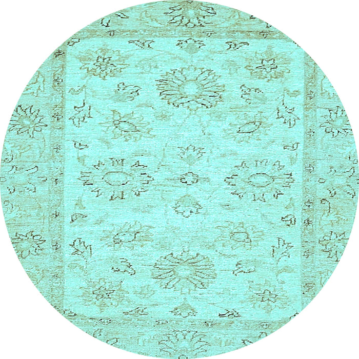 Round Machine Washable Oriental Light Blue Traditional Rug, wshabs475lblu