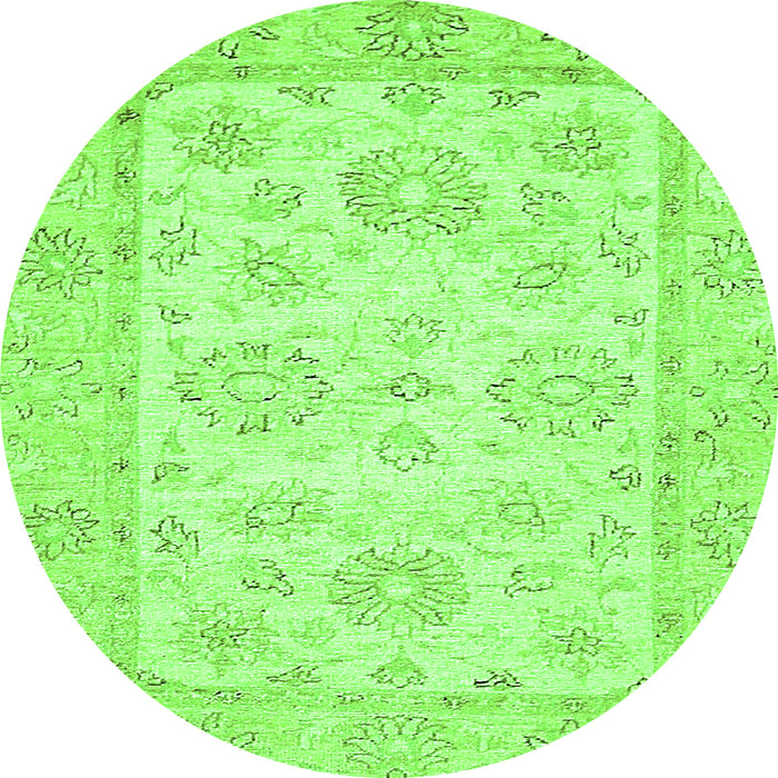 Round Oriental Green Traditional Rug, abs475grn