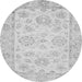 Round Machine Washable Oriental Gray Traditional Rug, wshabs475gry