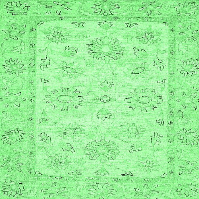 Square Machine Washable Oriental Emerald Green Traditional Area Rugs, wshabs475emgrn