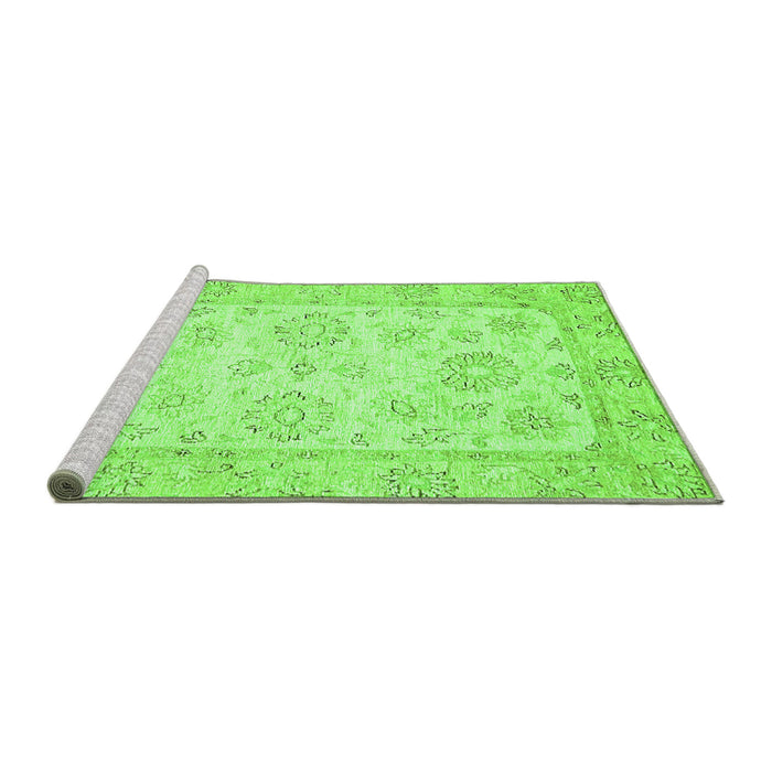 Sideview of Machine Washable Oriental Green Traditional Area Rugs, wshabs475grn