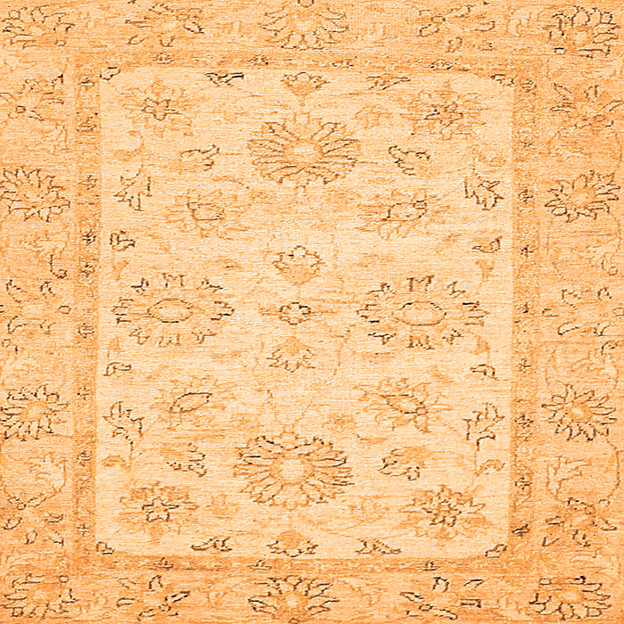 Square Machine Washable Oriental Orange Traditional Area Rugs, wshabs475org