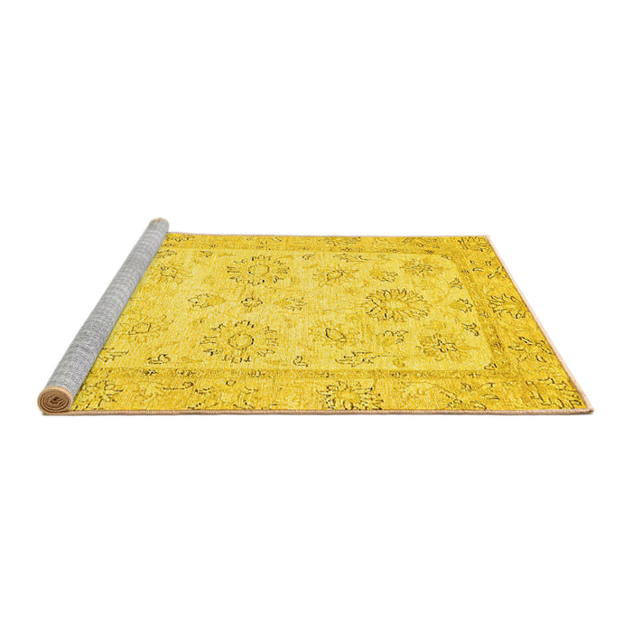 Sideview of Machine Washable Oriental Yellow Traditional Rug, wshabs475yw