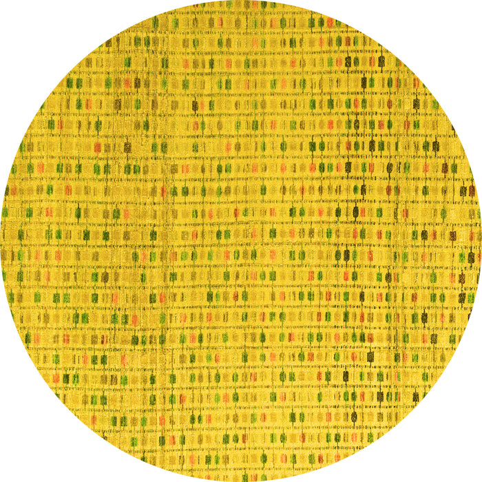 Round Abstract Yellow Modern Rug, abs4760yw