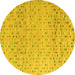 Round Abstract Yellow Modern Rug, abs4760yw