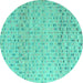 Round Abstract Turquoise Modern Rug, abs4760turq