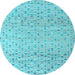 Round Machine Washable Abstract Light Blue Modern Rug, wshabs4760lblu