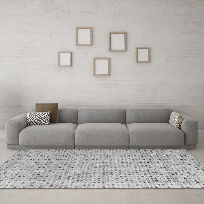 Machine Washable Abstract Gray Modern Rug in a Living Room,, wshabs4760gry