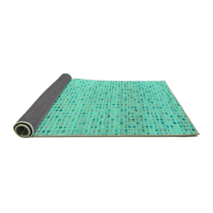 Sideview of Abstract Turquoise Modern Rug, abs4760turq