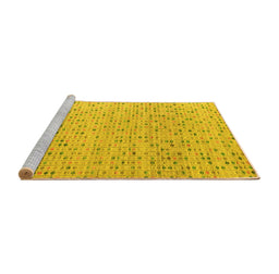 Sideview of Machine Washable Abstract Yellow Modern Rug, wshabs4760yw