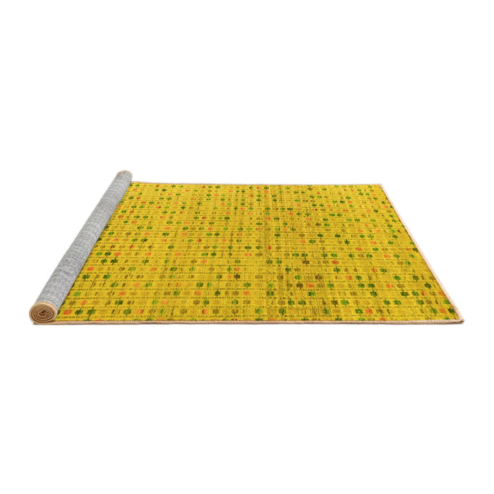 Sideview of Machine Washable Abstract Yellow Modern Rug, wshabs4760yw