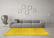 Machine Washable Abstract Yellow Modern Rug in a Living Room, wshabs4760yw