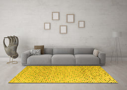 Machine Washable Abstract Yellow Modern Rug in a Living Room, wshabs4760yw