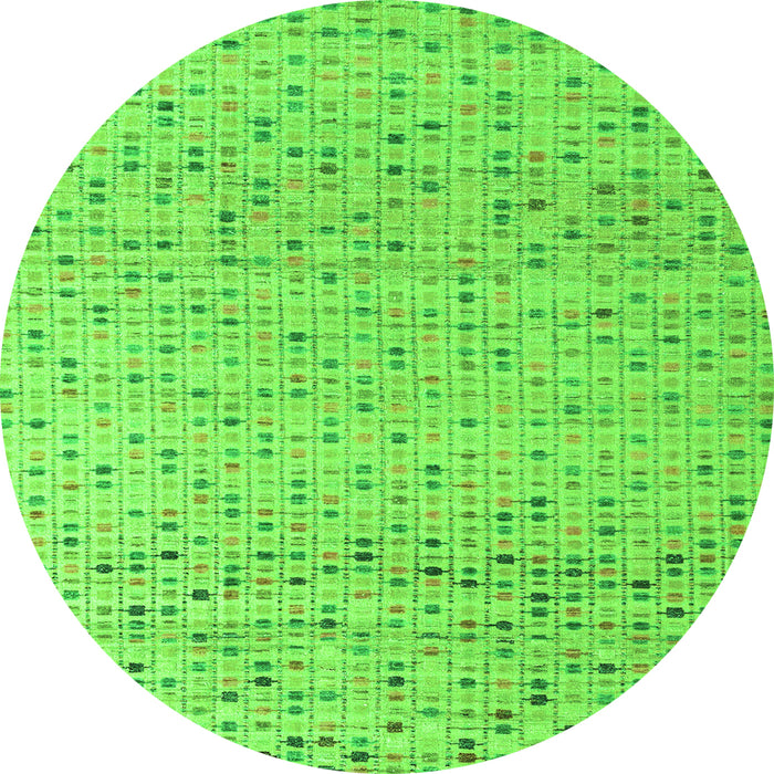 Round Machine Washable Abstract Green Modern Area Rugs, wshabs4760grn