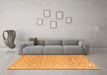 Machine Washable Abstract Orange Modern Area Rugs in a Living Room, wshabs4760org